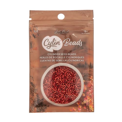 John Bead 25g Cylin Beads Red Silver Lined 11/0 Glass Cylindrical Seed Beads for Jewelry Bracelets Necklaces Earrings Making Embroidery - color: Red Silver Lined