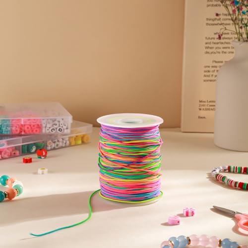 1mm Rainbow Stretchy Bracelet String, Sturdy Elastic Cord for Bracelet/Jewelry Making, Necklaces and Beading (328 Feet) - size: 328 Feet
