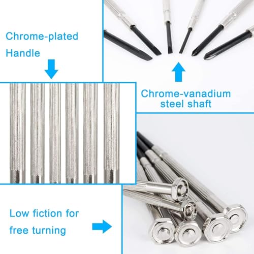 NSEZTZ 6PCS Mini Screwdriver Set, Small Professional Repair Tool Kit with 6 Different Size Flathead and Phillips Screwdrivers, Precision Screwdriver Sets for Jewelry, Watch, iPhone, Eyeglass Repair - style: 6PCS