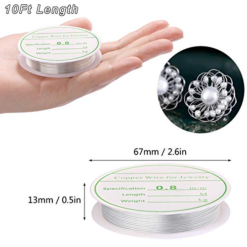 MIKIMIQI 2 Pack Jewelry Wire - 20 Gauge Tarnish Resistant Copper Beading Wire for Jewelry Making, 0.8mm X 3m Each (Silver) - color: Silver