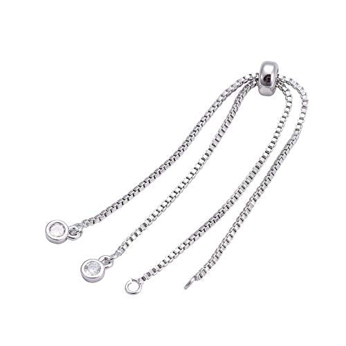DanLingJewelry 10pcs Adjustable Slider Bracelet Slider Extender Chains with Rhinestones Charms Ends for Jewelry Making DIY 8 Inches(220mm) P - color: StyleⅢ-10 pcs-Platinum