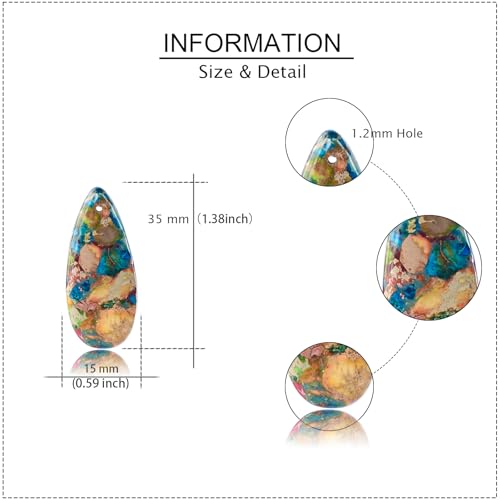 5 Pieces Natural Teardrop Imperial Jasper Pendant,Gemstone Charms for DIY Jewelry Making Necklaces, Bracelets, Earrings - color: Teardrop Imperial Jasper Pendant-a