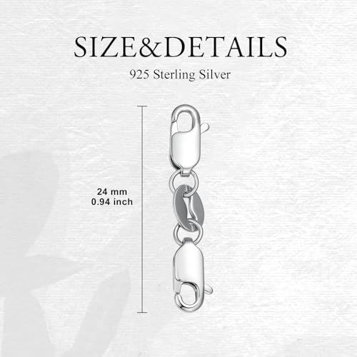 925 Sterling Silver Lobster Clasp for DIY Necklace Bracelet Jewelry Making, Double Spring Clasp with Closed Jump Rings, Necklace Extender Clasp Connector Bracelet Extension (Style 12) - style: Style 12