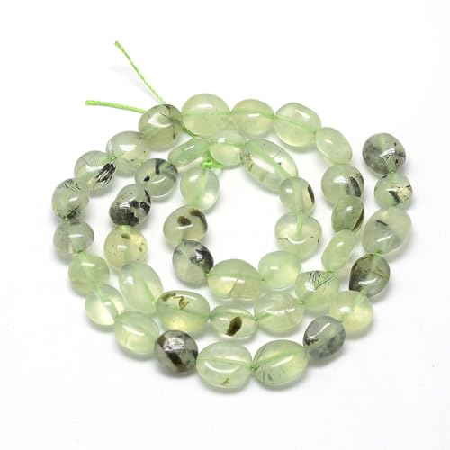 30-45Pcs/Strand Natural Prehnite Beads 15.7" Irregular Nuggets Stone Beads 8-15mm Gemstones Loose Spacer Bead for DIY Bracelet Necklace Jewelry Making Crafting - color: Prehnite
