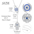 Long Necklace Sterling Silver Larait Bar Y Lariat Long Chain Drop Adjustable Necklace Gift for Her, 30" - style: Evil Eye Hamsa Hand Necklace