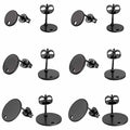 SUNNYCLUE 1 Box 30Pcs 3 Sizes Flat Round Earring Posts Stainless Steel Earring Post Ear Stud with Loop Blank Metal Earring Studs Ear Nuts for Earrings Jewelry Making DIY Women Adults Crafts Supplies - color: 15 Pairs Round Black Stud Earring Findings
