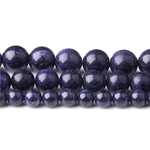 Natural Stone 6mm Bluesand Smooth Round Loose Beads Energy Gemstone DIY for Jewelry Making Bracelet Necklace 1 Strand 15" - color: Bluesand, size: 6mm