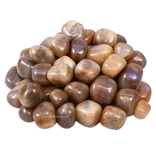 Amazing Gemstone Sun Moonstone Crystal Tumbled Stones Polished Rocks - Natural Gem Stones for Healing - DIY Crystals for Protection (1 Piece) - color: Sun Moonstone