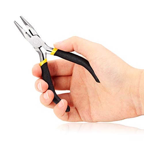 SPEEDWOX 5 Inches Long Nose Pliers Chain Nose Pliers Mini Wire Cutter for Hard to Reach Confined Areas Serrated Jaws for Jewelry Repairing Making Beading Hobby Tools - size: Serrated Jaw with Cutter