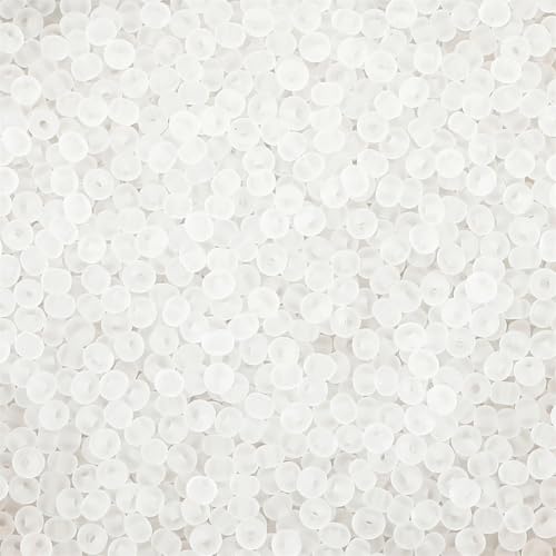 4mm Frosted Glass Seed Beads Bulk, 1000pcs Small Round Glass Bead Matte Loose Spacer Beads for Beading, Friendship Bracelet, Pendants, Key Chains, Necklaces, Hairpins, White - color: White