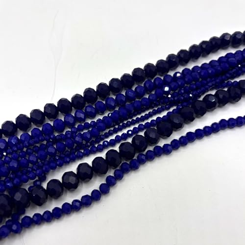 780Pcs Briolette Crystal Glass Beads for Jewelry Making, 3-10mm Faceted Darkblue Crystal Beads for Bracelets, Rondelle Glass Beads Bulk for Crafts Wine Charms Wind Chimes Suncatchers - color: Darkblue