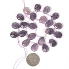 Natural Lepidolite Lithium Mica Faceted Teardrop Healing Gemstone Loose Beads for Jewelry Making Strand 15 Inch - color: Lepidolite Lithium Mica