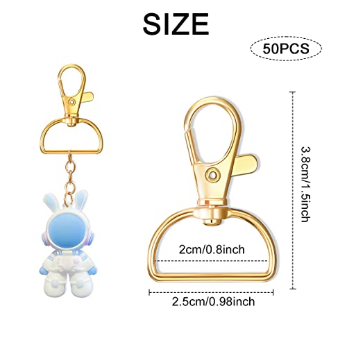 Swivel Snap Hook, 35 PCS Light Gold Lanyard Clips, Metal Lobster Claw Clasps Keychain Hook with 3/4 INCH D Ring for Macrame Keychain Swivel Clips for Making Key Fobs - color: Light Gold