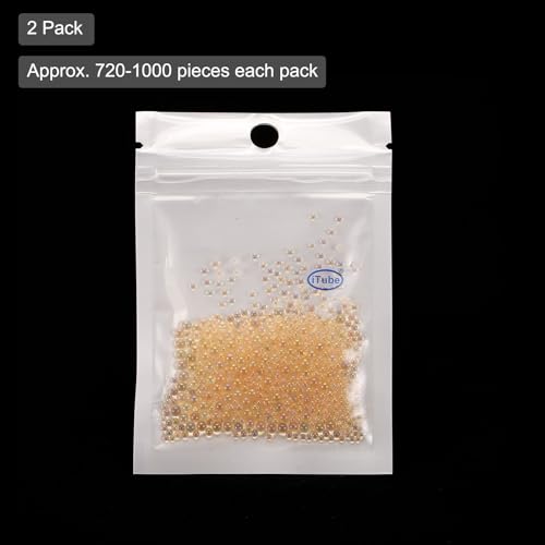 Iridescent Glass Tiny Bubble Beads, 0.4-3mm 20g No Hole Micro Mini Round Champagne Water Droplets Beads - Applications: for Resin Filler, Nail Art, Dollhouse Bath Tub, 2-Pieces - color: Champagne, size: φ0.4-3mm
