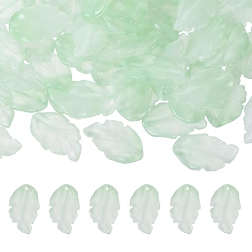PATIKIL Glass Leaf Beads, 100Pcs Cute Crystal Leaf Charms, Translucent Czech Spacer Beads for DIY Jewelry Making Bracelets Necklace Wind Chimes Suncatchers, Gradient Green - color: Gradient Green