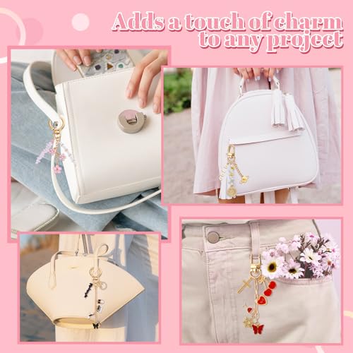 TOHONGADON 907 Pcs Lip Gloss Charms, Keychain Making Kit, Bag Charm Kit with 5 Kinds of Crystal Stones, 343 Charms, 24 Keychain Clips, Key Ring Jewelry Plier, Extender Chain for DIY Crafting - color: 907 Pcs Keychain
