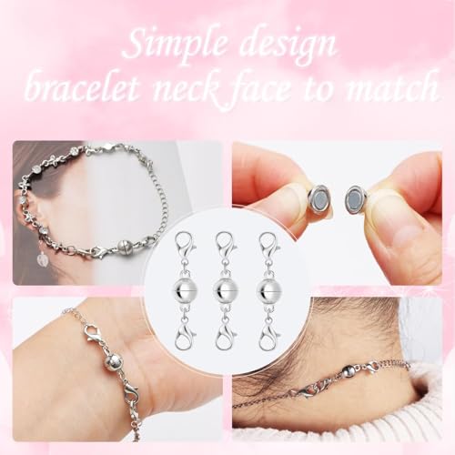 Magnetic Necklace Clasps, 925 Silver Jewelry Closures, Chain Extender Connectors, 8 Pack (8pcs Golden B) - color: 8pcs golden B