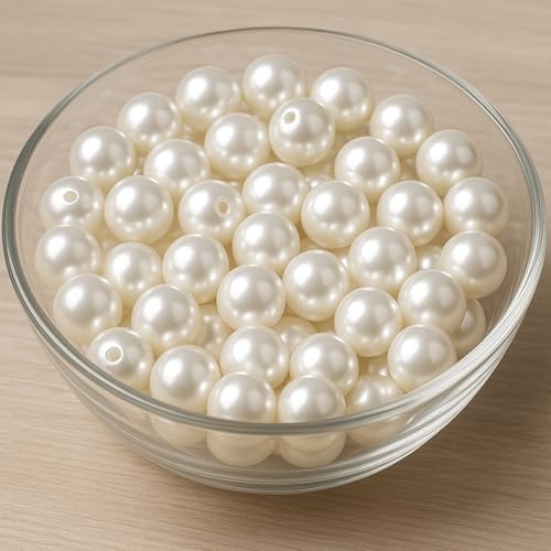 Laopottbeads 230 Pcs Ivory White 12MM Pearl Beads for Jewelry Making Round Pearl DIY Kit for Bracelets, Earrings, Necklaces & Anklets - color: Ivory White, size: 12 mm, 230 pcs