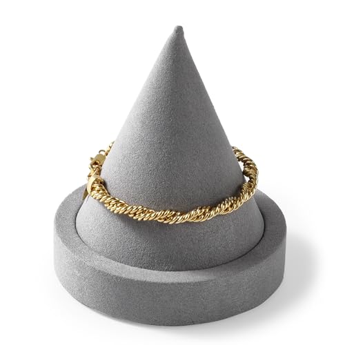 Solid Wood Bracelet Bangle Holder Microfiber Watch Jewelry Display Stand for Vendors Exhibit/Trade Shows/Retail Stores (Gray) - color: Grey