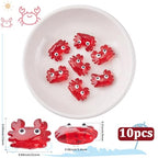 1 Box 10PCS Red Crab Glass Enamel Beads with Hole Summer Ocean Theme Marine Life Hawaii Beach Cute Sea Animal Transparent Charms Loose Spacer Bead for Jewelry Making Bracelets DIY Crafts - color: Dark Red, size: 10pcs