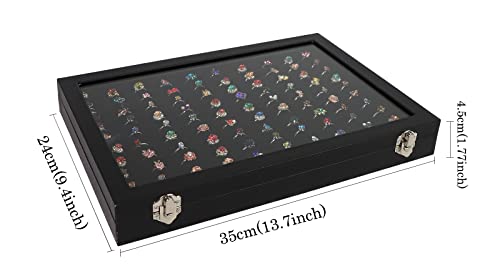 Wudygirl 100 Slot Ring Holder Display Case - Black Jewelry Organizer with Transparent Lid - style: 100 Slot Ring Tray