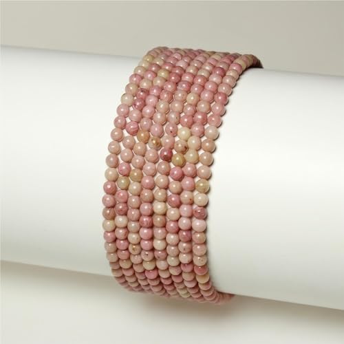 MJDCB 225pcs Natural Small Stone Beads 3mm Rhodonite Round Smooth Loose Gemstone Bead for Jewelry Making Bracelets Earrings Necklaces Accessories - color: Rhodonite