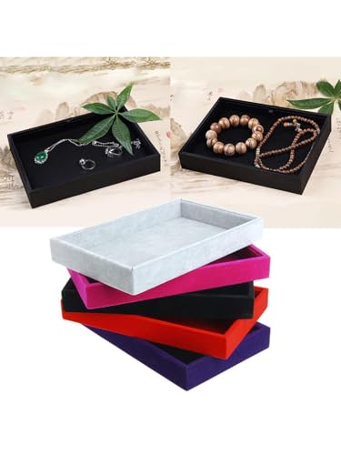 Velvet Jewelry Tray, Stackable Design, Drawer Insert, Multi-Compartment Storage, for Necklace Bracelet Ring Watch Organizing (Bright Red) - color: Bright Red
