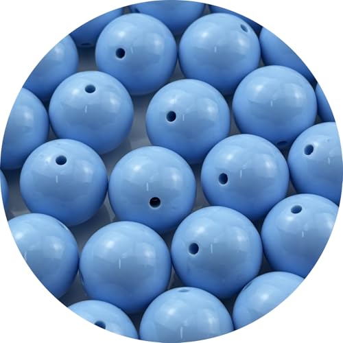 40pcs Acrylic Round Beads for Crafts 20mm Resin Candy Color Spacer Beads with Hole for Jewelry Making Sewing Crafts Decoration Necklaces Bracelets Earrings Supplies(Blue) - color: Blue, size: 20mm