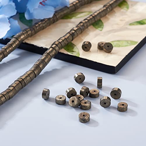 Craftdady 98Pcs Heishi Coin Natural Pyrite Beads 6mm Tiny Flat Round Disc Spacer Beads Healing Chakra Loose Beads for Jewelry Bracelet Necklace Earring - color: Pyrite, size: 6mm