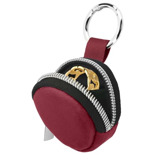 Portable Ring Organizer Case with Keychain, Traveling Ring Holder Storage Bag, Anti-Lost Keychain Container for Smart Rings, Jewelry (1, Burgundy) - color: Burgundy
