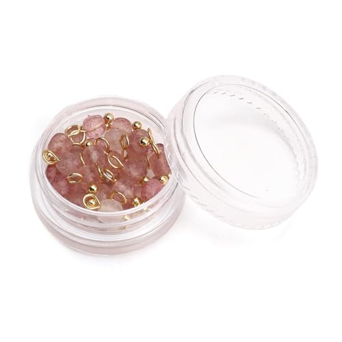 Beadia Natural Faceted Cube Stone Charms 4mm 30pcs with Untarnish Metal Accessories Loose Square Beads for DIY Jewelry Making - color: Strawberry Crystal