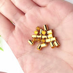 10Pcs Stopper Beads Brass Rubber Beads Slider Beads Insert Rubber Beads 2 Hole Adjustable Slider Clasps Round Beads with Column End Caps for DIY Leather Cord Bracelet, 3mm Hole