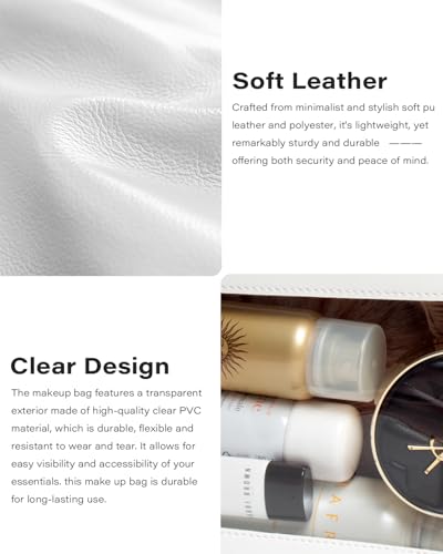 LETGO Clear Makeup Bag Set,Portable Clear Makeup Bag Waterproof Travel Makeup Brushes Bag Makeup Pouch TSA Approved Toiletry Bag Women Traveling Car Accessories for Girls (Dual Beige) - color: Dual Beige