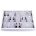 Oirlv Velvet Jewelry Organizer Trays Stackable Showcase Jewelry Display Storage Tray (15 Grids Earrings) - size: 15 Grids Earrings Tray