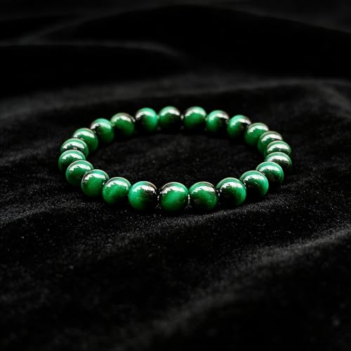 Handmade 8mm Beaded Bracelets For Men Protection Bracelet For Women Chakra Feng Shui Stretchy Handmade Lucky Money Stretchy Crystal Bracelets Best Gifts - color: Simulated Green Tiger