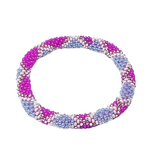 Wigspedia Crochet Glass Seed Bead Nepal Boho Bracelet - Pink - color: Pink Style # 3