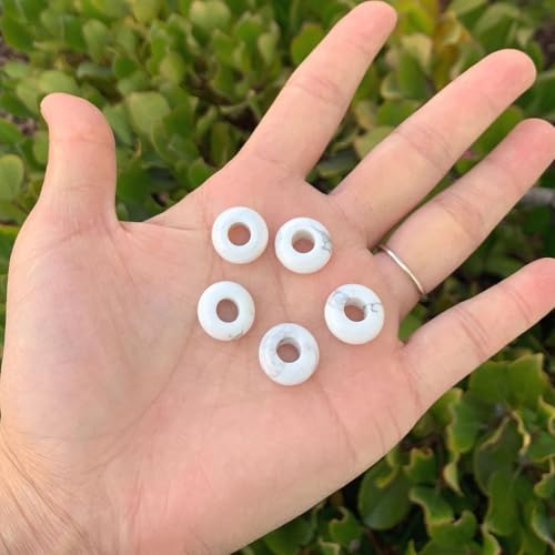 Adabele 10pcs Natural White Howlite Gemstone 8x14mm Donut Rondelle Beads Large Hole ID 5.6mm for DIY Craft Jewelry Making GW-A5 - color: Howlite, size: 14mm x 8mm - 10pcs