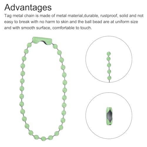 MECCANIXITY Ball Bead Chain Beaded Necklace Chains 5 Inch Adjustable Metal Ball Chains 2.4mm/0.1inch Keychain for Jewelry Making,DIY Craft Projects,Pack of 36(Light Green) - color: Light Green