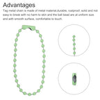 MECCANIXITY Ball Bead Chain Beaded Necklace Chains 5 Inch Adjustable Metal Ball Chains 2.4mm/0.1inch Keychain for Jewelry Making,DIY Craft Projects,Pack of 12(Light Green) - color: Light Green
