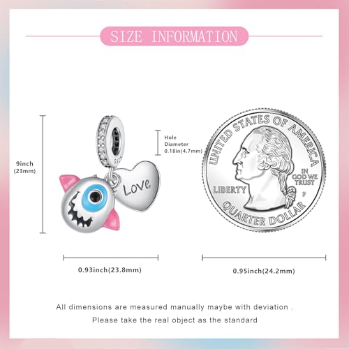 925 sterling silver Bead Charm for Pandora bracelets and Necklaces - Cute Heart Animal Ocean Pendant Bead Charms with Cubic Zirconia Mother's Day Jewelry Making DIY Gifts for Women Wife/Girlfriend - color: Big Eyed Demon Charm