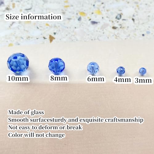 Crystal Glass Beads 400 Pieces 4mm Round Faceted Glass Spacer Beads for Jewelry Making Bracelet Earring Necklace DIY Craft Supplies(Light Blue) - color: Light Blue, size: 4mm
