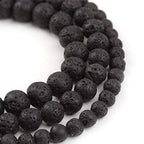 Natural Stone Black Lava Beads - Polished Round Smooth 10mm Loose Gemstone Beads for Jewelry Making - 15 Inch - color: Black Lava, size: 10mm