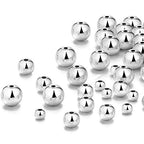WILLBOND 1200 Pcs Round Spacer Beads for Jewelry Making 4/6/8 mm Smooth Ball Beaded Seamless Loose Ball Embellishments with Holes for Stackable Bracelet Craft(Silver) - color: Silver