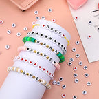 Letter Beads, DECYOOL 1900Pcs 4×7mm Wihte Black Acrylic Alphabet Beads with 1 Roll Elastic String for Bracelet Necklace - color: White&Heart