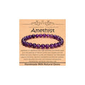Natural Healing Gemstone Bracelet Handmade Yoga Stretch Elastic Bracelet Stress Relief Crystal Jewelry for Men and Women - color: Amethyst (Love Guardian), size: 6mm