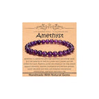 Natural Healing Gemstone Bracelet Handmade Yoga Stretch Elastic Bracelet Stress Relief Crystal Jewelry for Men and Women - color: Amethyst (Love Guardian), size: 6mm
