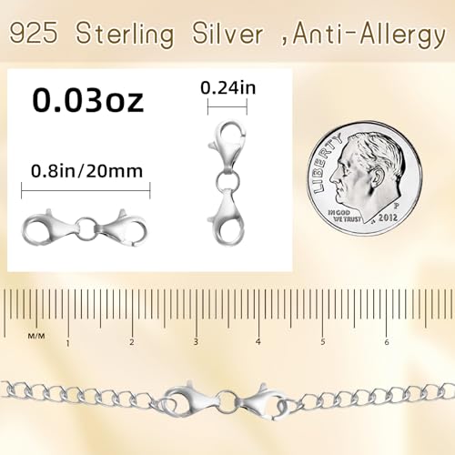 MKCYD 925 Sterling Silver Double Lobster Claw Clasps,Necklace Extender Double Bracelet Clasp and Closures for Jewelry Making (Made in Italy, 9MM) - color: 2Pcs Silver
