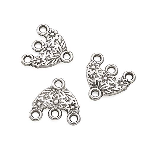 Mega Pet 20pcs Tibetan Silver Hat Chandelier Component Links Charm Pendant Connectors with 3 Holes for Multi Layers Dangle Earring Bracelet Necklace Jewelry Making - color: Antique Silver, Hat