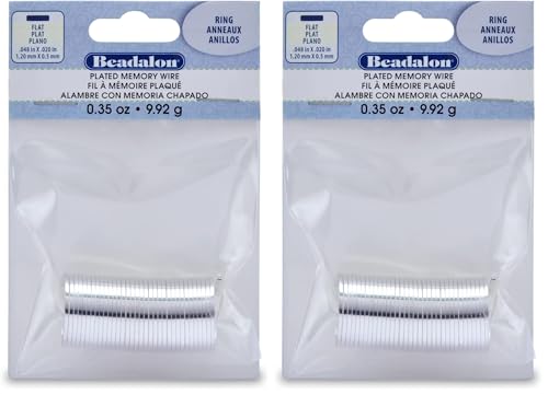 Beadalon Memory Wire, Flat, Ring, Silver Plated, Approx. 33 coils (Pack of 2) - color: Silver, size: Ring (Pack of 2)