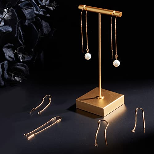 Beebeecraft 10Pcs/Box Ear Threads 103mm 18K Gold Plated Long String Earring Threader Pull Through Threaded Long Chain with Loop for DIY Earring Making - color: Golden, size: 103mm
